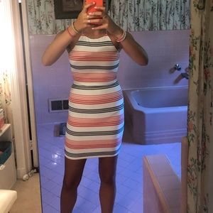 Aqua Body-con Striped Dress